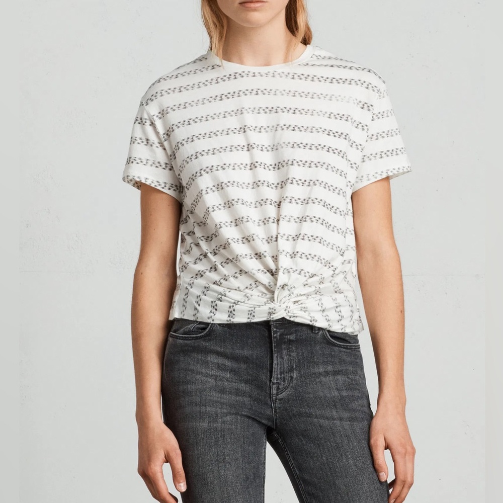 ALL SAINTS Herix Carme Twist Tee Short Sleeve Knit Crop Twist Allsaints Small